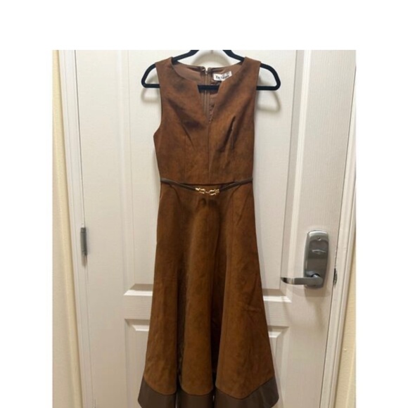 En Saison Eloise Brown faux suede and leather dress - Picture 8 of 8